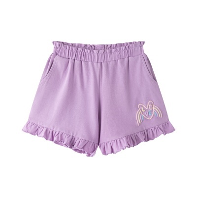 Calções lilás com cintura elástica e bordado LOVE
