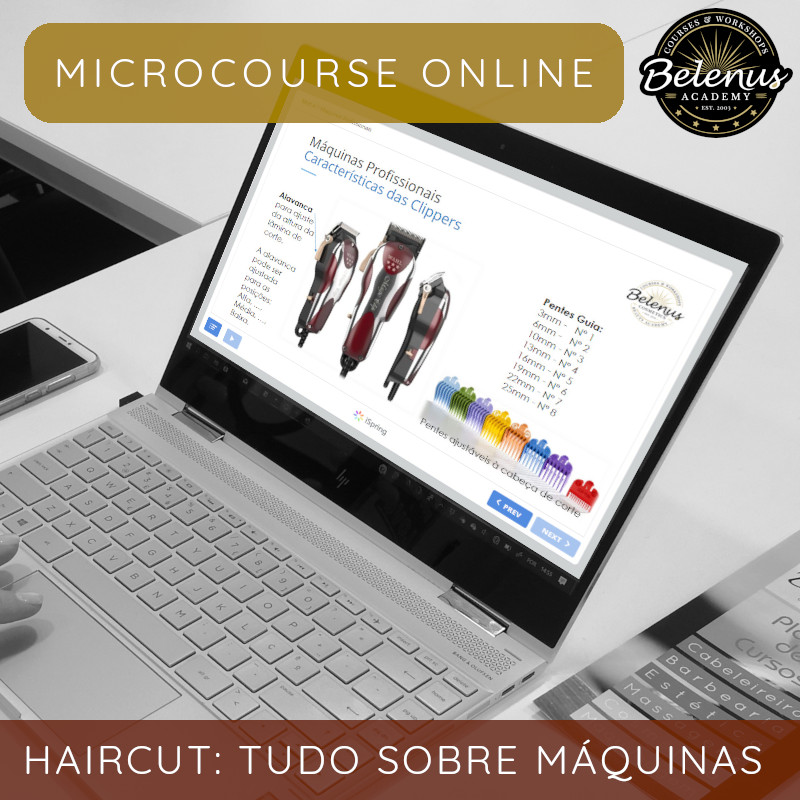 Microcurso Online: Tudo Sobre Máquinas Computador portátil com curso online sobre máquinas de cortar cabelo