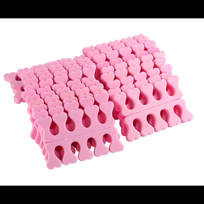 Separadores de dedos cor-de-rosa para cuidados de pés com design em forma de coração