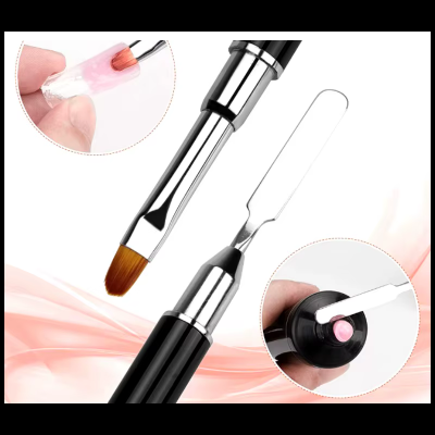 Conjunto de ferramentas para unhas de gel com pincel, espátula e aplicador de silicone