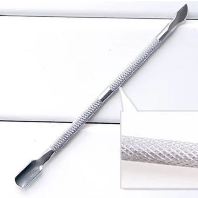Espátula dupla de aço inoxidável texturizada para manicura