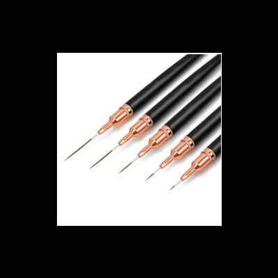 Conjunto de agulhas com cabo preto e junções metálicas rosadas em fundo branco