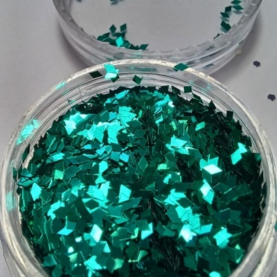 Frasco aberto com glitter verde metálico quadrado