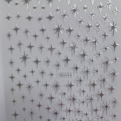 Folha com estrelas prateadas autocolantes