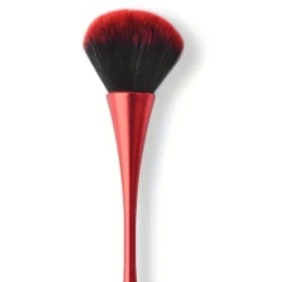 Pincel de maquilhagem vermelho com cerdas vermelhas e pretas