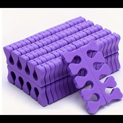Separadores de dedos em espuma roxa para pedicure
