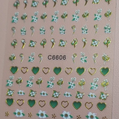 Folha autocolante com pequenas flores e corações