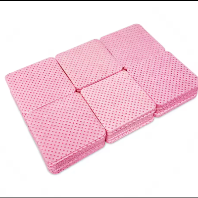 Seis blocos retangulares rosa com pontos vermelhos sobre fundo branco