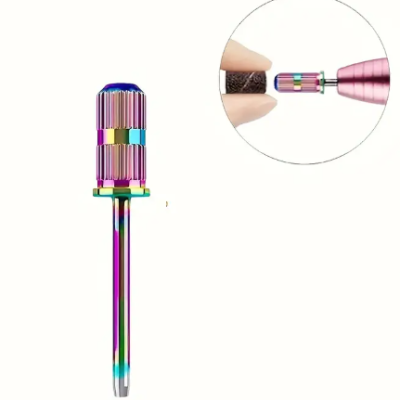 Ferramenta metálica colorida para manicure com ponta cilíndrica