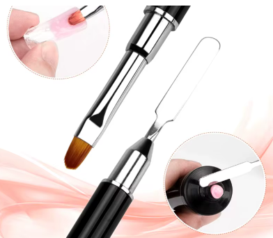 Conjunto de ferramentas para unhas de gel com pincel, espátula e aplicador de silicone