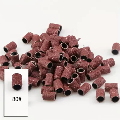 Lixas de cilindro cor castanha com número 80# visível