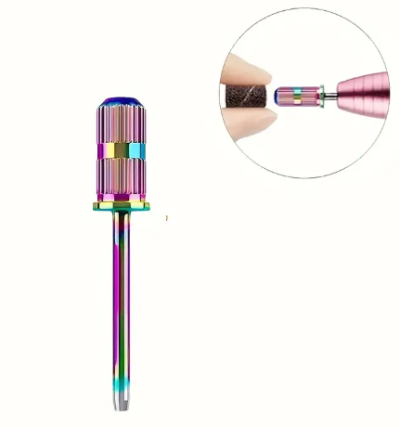 Ferramenta metálica colorida para manicure com ponta cilíndrica