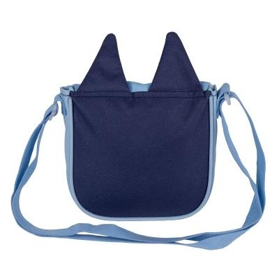 Bolsa azul com orelhas triangulares e alça ajustável