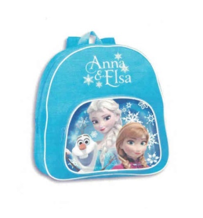 Mochila azul com personagens Anna, Elsa e Olaf de Frozen