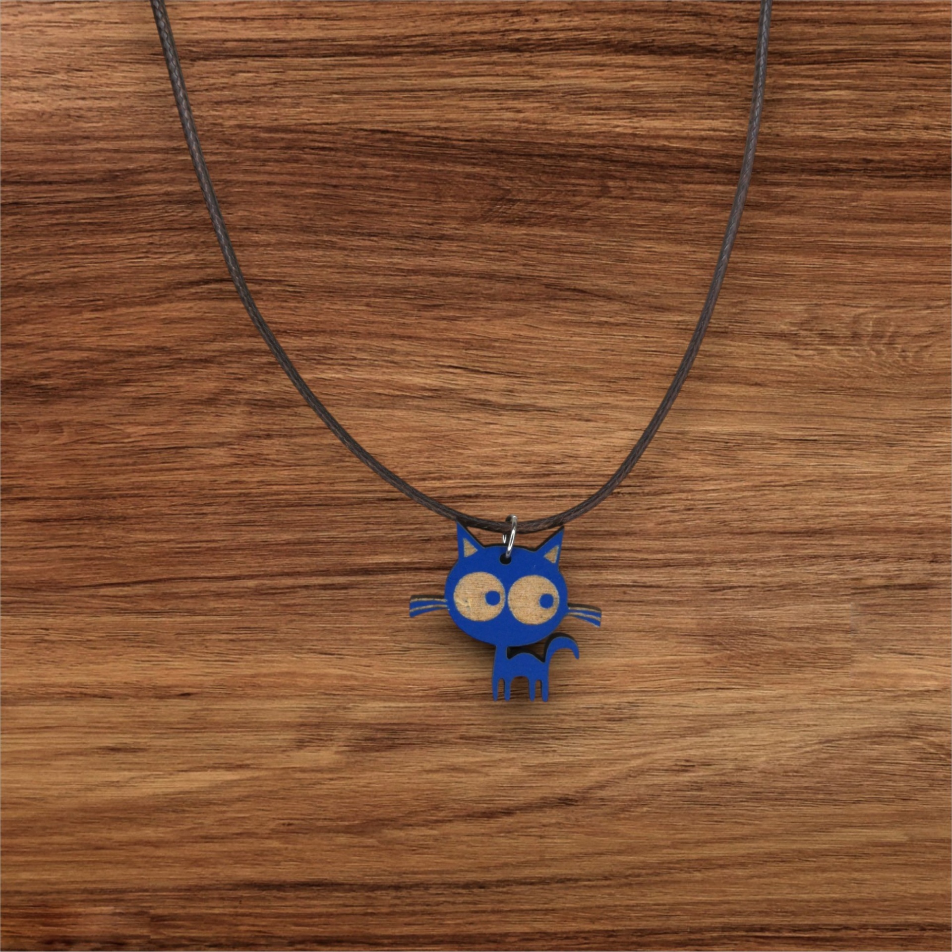 Colar Sr. Gato Colar com pendente de gato azul e olhos creme