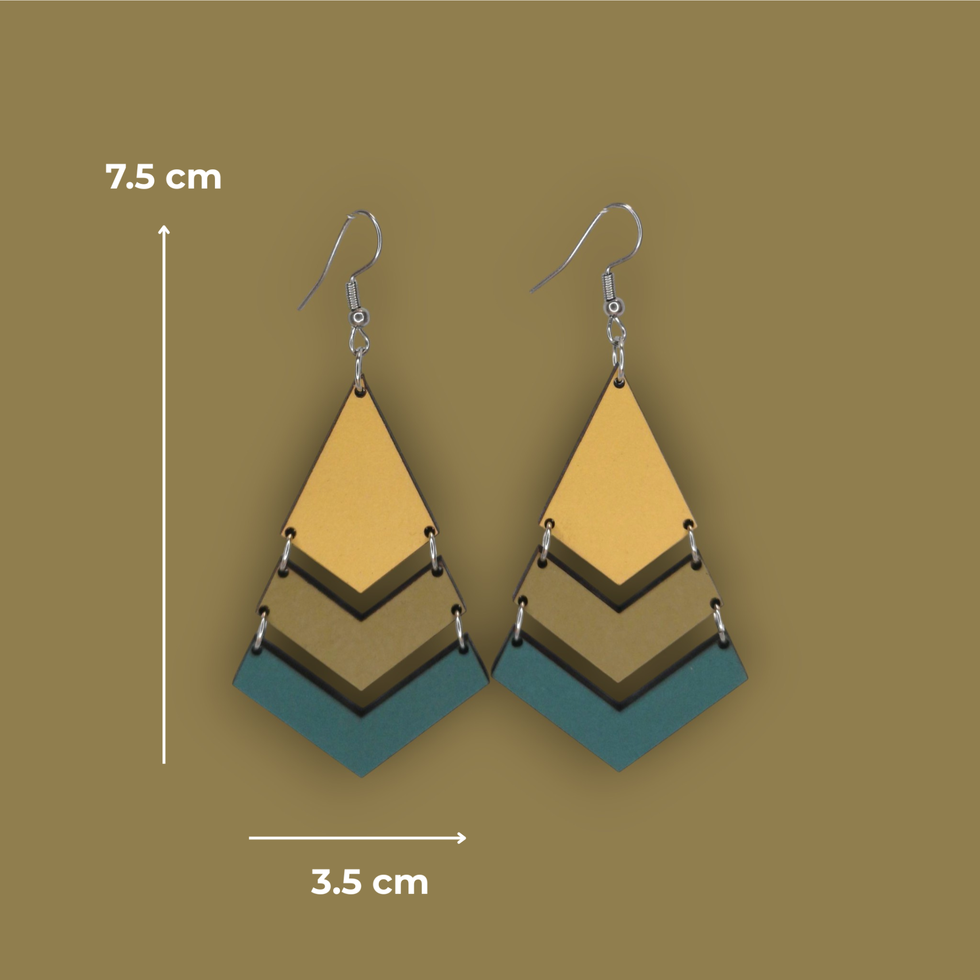 Brincos Rute Brincos triangulares pendentes coloridos com ganchos metálicos