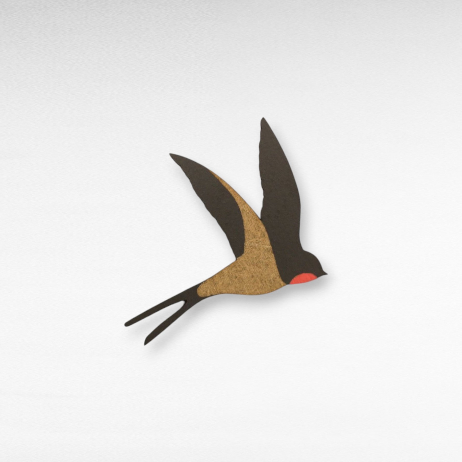 Magnético Andorinha Adorno de parede em forma de andorinha com cores preta, castanha e vermelho