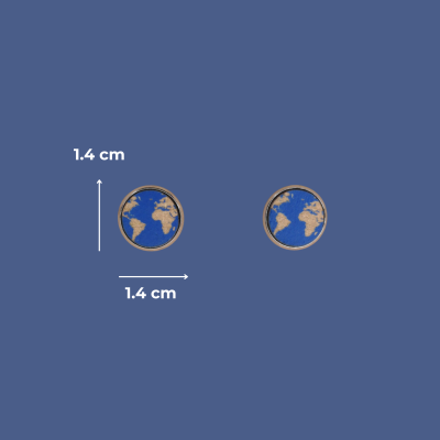 Botões de punho redondos com mapa-múndi em azul e castanho.