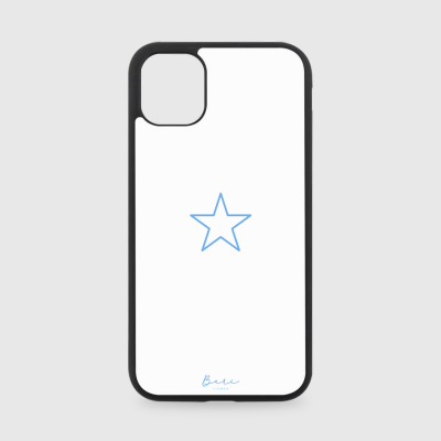Capa para smartphone branca com estrela azul e moldura preta