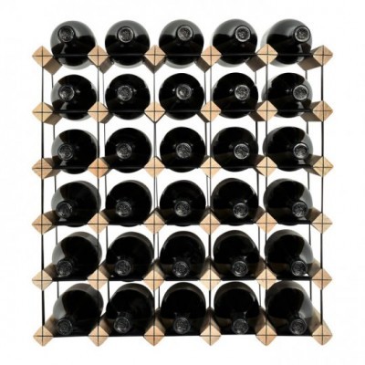 Estante de vinho com várias garrafas pretas