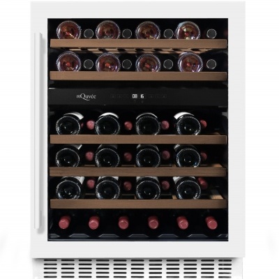 Frigorífico para vinhos branco com capacidade para 28 garrafas e porta de vidro