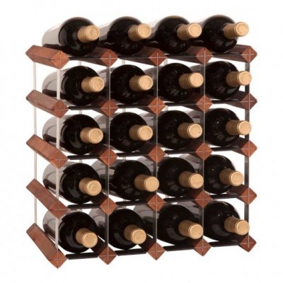 Suporte de madeira e metal para 20 garrafas de vinho