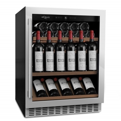 Frigorífico adega mQuvée com garrafas de vinho e portas de vidro