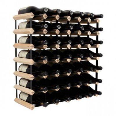 Estante modular de madeira e metal para garrafas de vinho