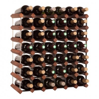 Estante modular de madeira para 30 garrafas de vinho com suportes transparentes nas laterais