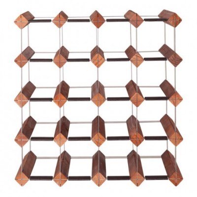 Suporte para garrafas de vinho em madeira e metal, 5x5 espaços