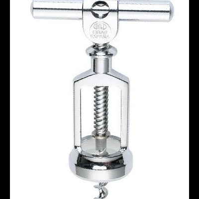 Saca-rolhas metálico cromado com haste em forma de barra horizontal