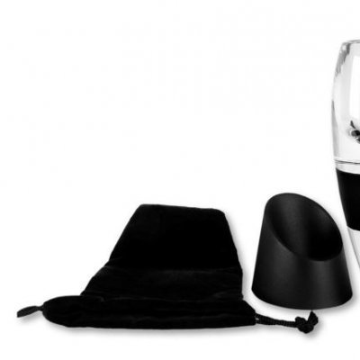 Acessórios para vinho, bolsa preta, suporte plástico preto, aerador de vidro