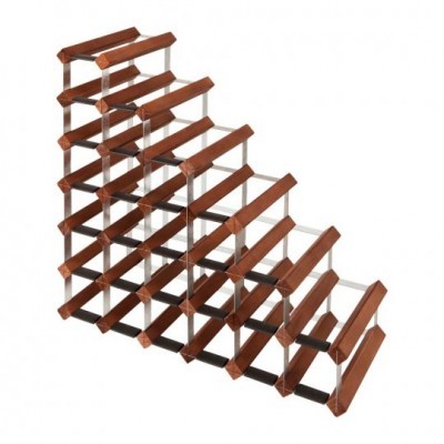 Suporte para vinhos em madeira e metal com prateleiras horizontais