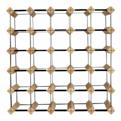 Suporte de parede para garrafas em madeira e metal preto em forma de grelha quadrada