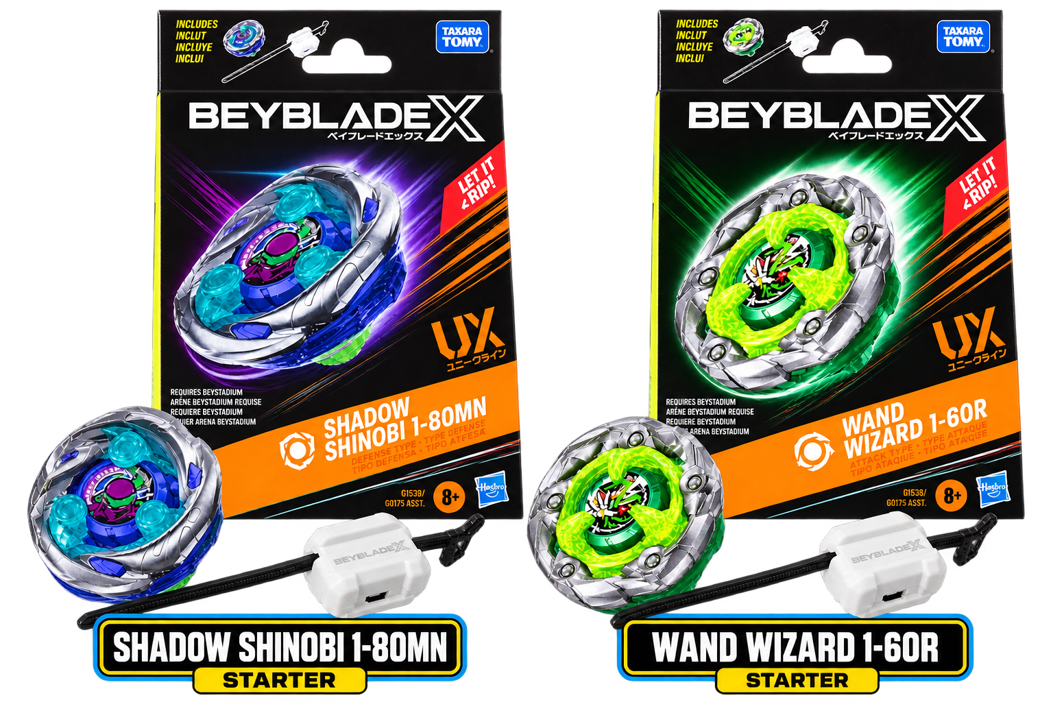 Beyblade X Bundle Starters Wand Wizard 1-60R + Shadow Shinobi 1