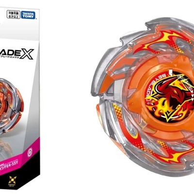 Beyblade Burst CX-15 toy with flame design and packaging
