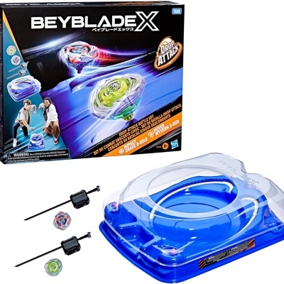 Pack BEYBLADE X com arena azul, lançadores e peões