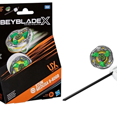 Beyblade X Stun Medusa 9-60GB spinning top and launcher with black and orange packaging