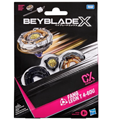 Beyblade X toy top set in black and gold with launcher in packaging