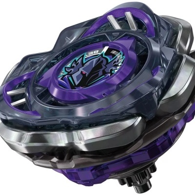 Pião Beyblade B-139 roxo e cinza metálico com desenho de pantera central