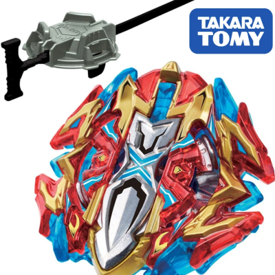 Colorful spinning top toy with launcher and TAKARA TOMY logo