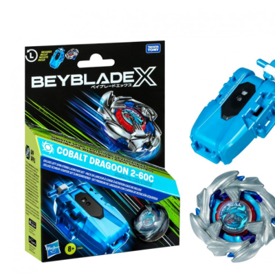 Brinquedo Beyblade Burst com pião metálico e lançador azul