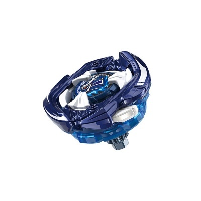 Blue and white Beyblade spinning top toy with text BEYBLADE on center