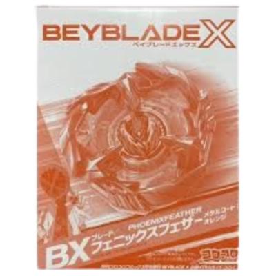 Caixa do brinquedo Beyblade X com design translúcido laranja
