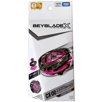 Beyblade X spinning top toy packaging with pink and black top and CX-00 label