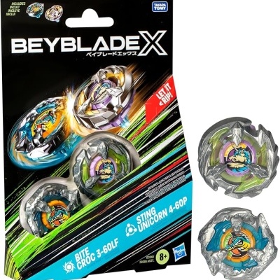 Conjunto de 3 piões Beyblade X em embalagem colorida