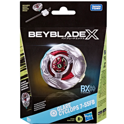 BEYBLADE X Glare Cyclops 7-55FB toy packaging with launcher accessory