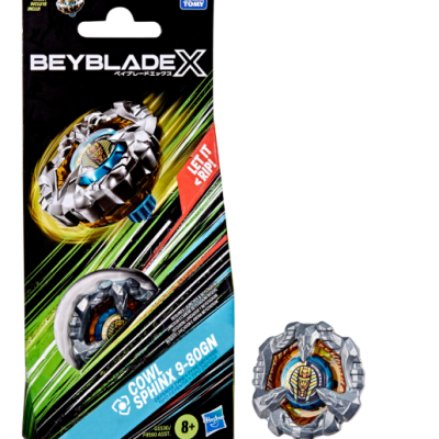 Brinquedo Beyblade X COWL SPHINX em embalagem preto com detalhes verdes e azuis