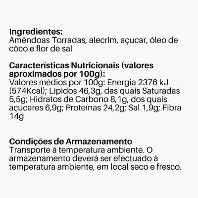 Etiqueta com ingredientes, valores nutricionais e instruções de armazenamento em português