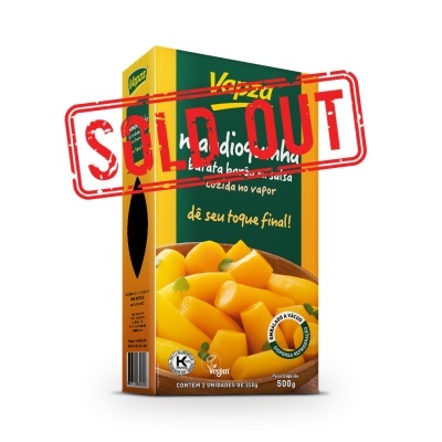 Embalagem de abóbora Vepza com selo SOLD OUT em vermelho